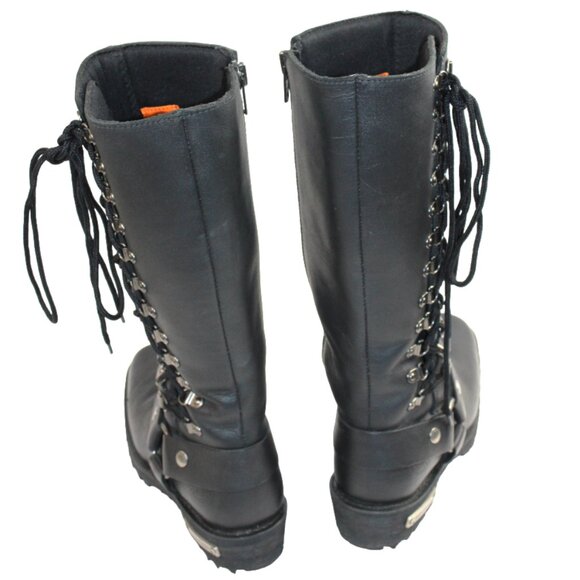 Milwaukee Leather Classic Harness Side Lacing Detail 14” Tall Boot Size 6.5 - Picture 9 of 11